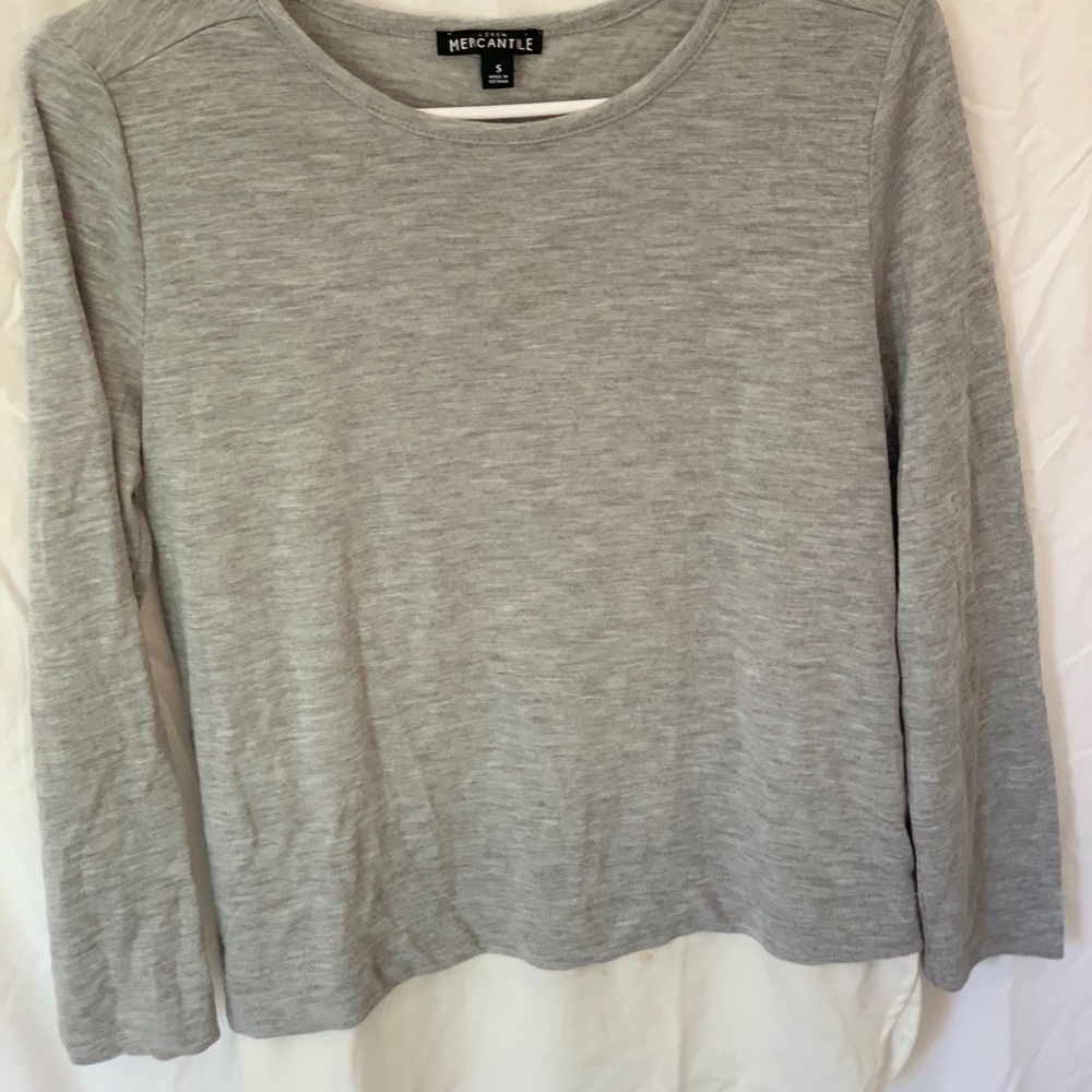 Grey and white sweater top